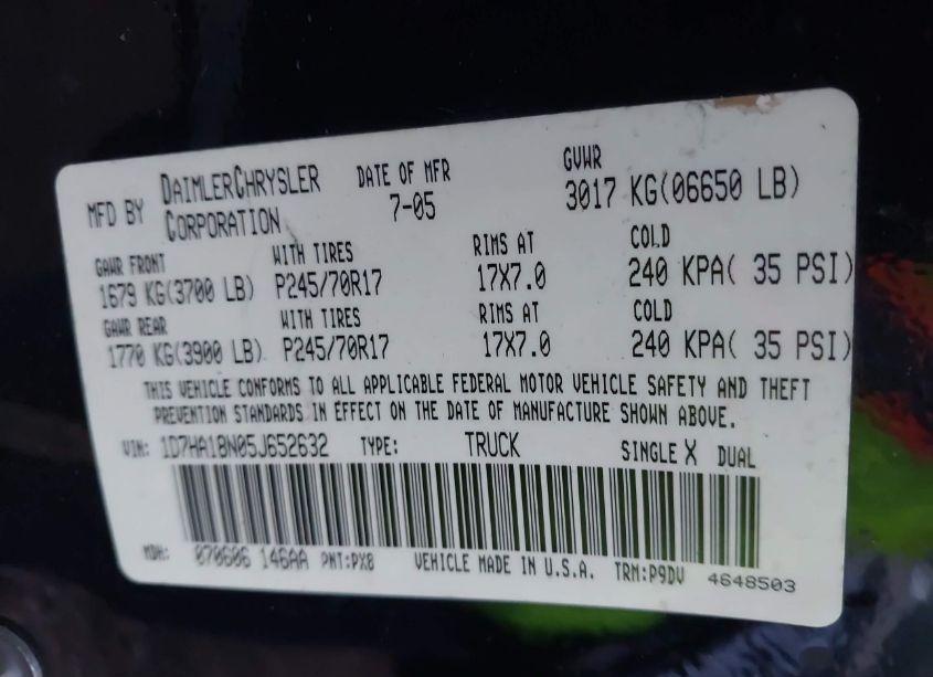 Photo 9 of 2005 Dodge Ram 1500 ST (VIN 1D7HA18N05J652632)