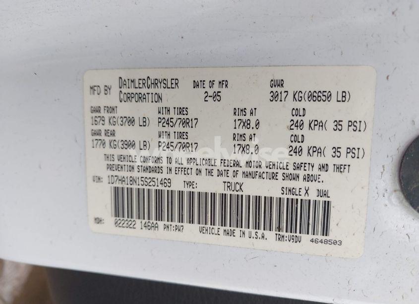 Photo 9 of 2005 Dodge Ram 1500 SLT/LARAMIE (VIN 1D7HA18N15S251469)