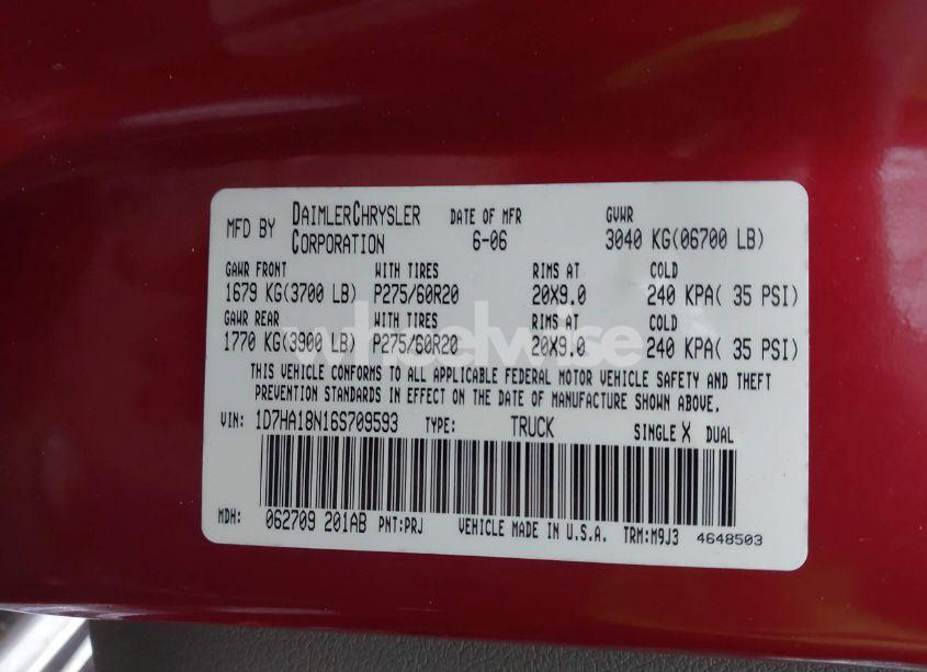 Photo 9 of 2006 Dodge Ram 1500 SLT (VIN 1D7HA18N16S709593)