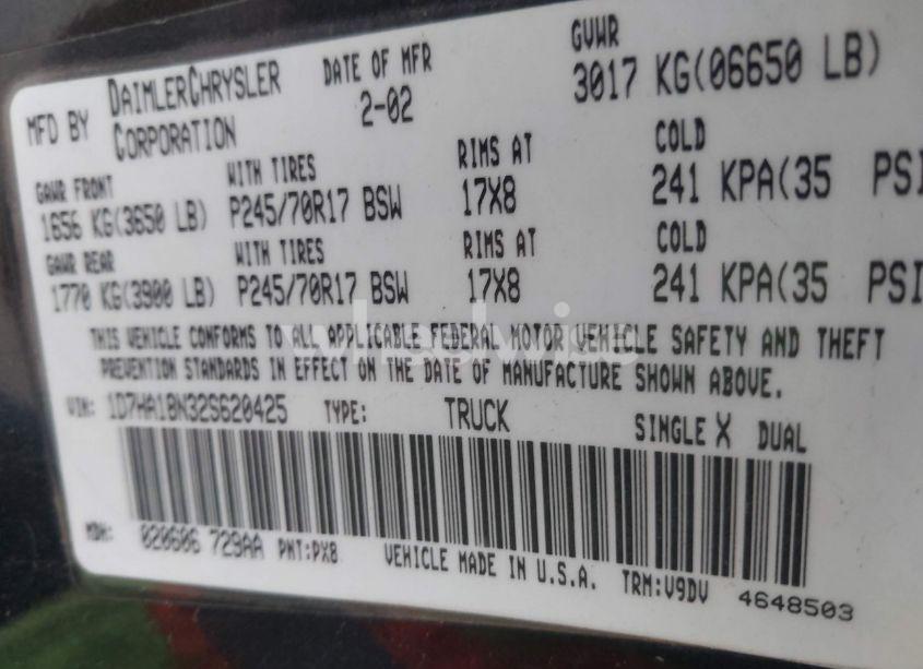 Photo 9 of 2002 Dodge Ram 1500 ST (VIN 1D7HA18N32S620425)