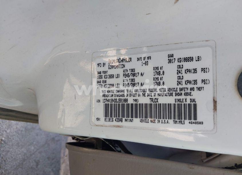 Photo 9 of 2003 Dodge Ram 1500 SLT/LARAMIE/ST (VIN 1D7HA18N33J591080)