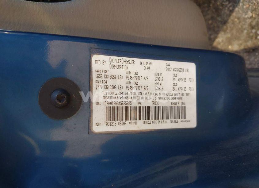 Photo 9 of 2004 Dodge Ram 1500 SLT/LARAMIE (VIN 1D7HA18N34S675895)