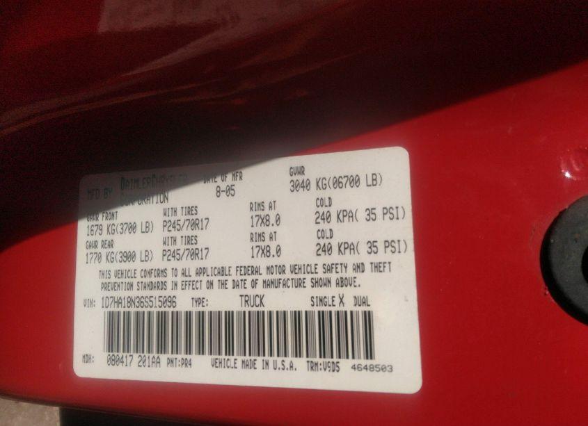 Photo 9 of 2006 Dodge Ram 1500 SLT (VIN 1D7HA18N36S515096)