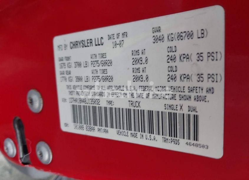 Photo 9 of 2008 Dodge Ram 1500 SLT (VIN 1D7HA18N48J135032)