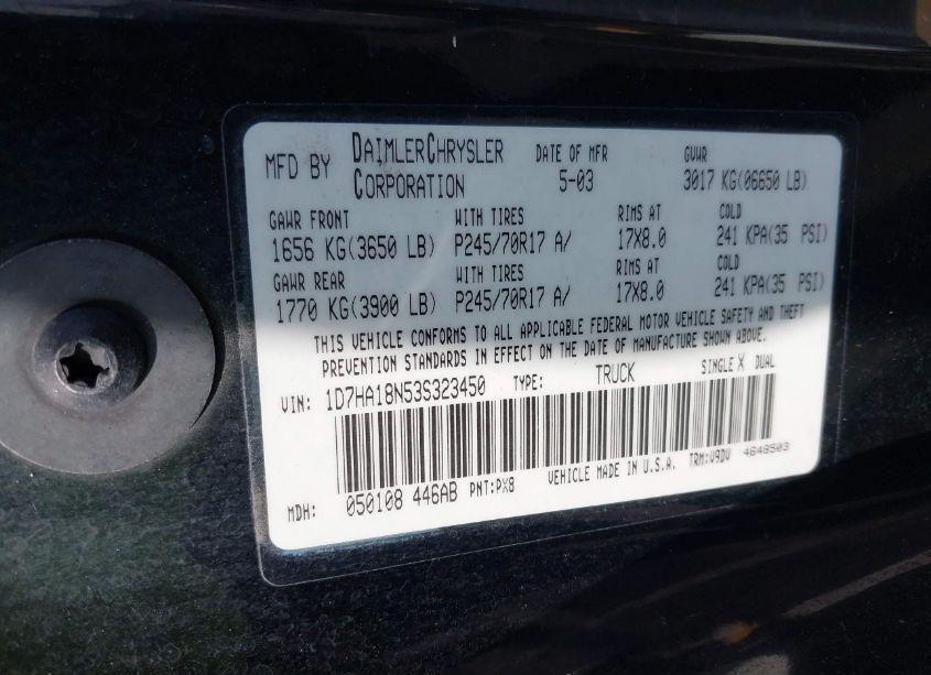 Photo 9 of 2003 Dodge Ram 1500 SLT/LARAMIE/ST (VIN 1D7HA18N53S323450)