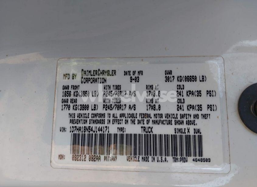 Photo 9 of 2004 Dodge Ram 1500 ST (VIN 1D7HA18N54J144171)