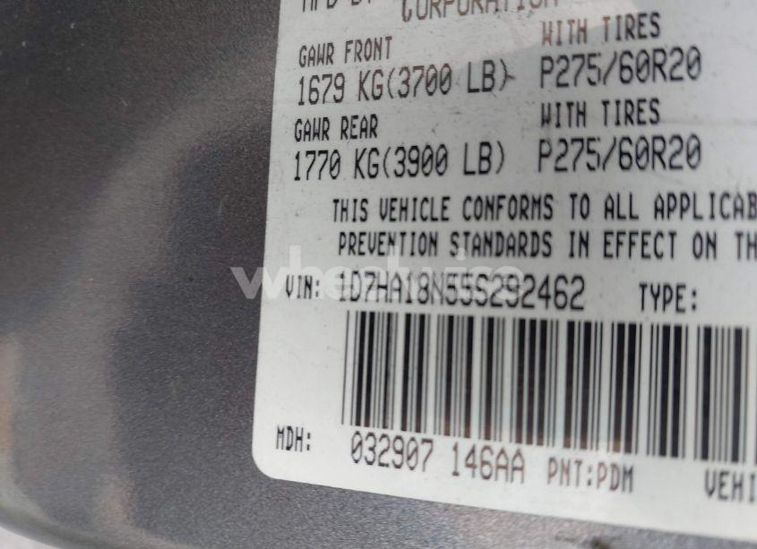 Photo 9 of 2005 Dodge Ram 1500 SLT/LARAMIE (VIN 1D7HA18N55S292462)