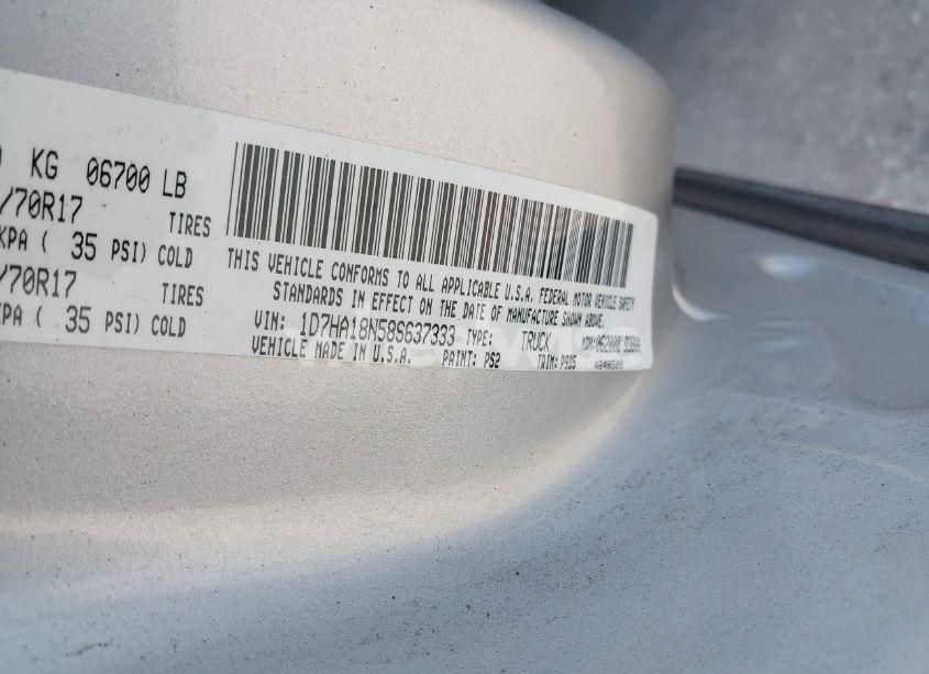 Photo 9 of 2008 Dodge Ram 1500 ST/SXT (VIN 1D7HA18N58S637333)