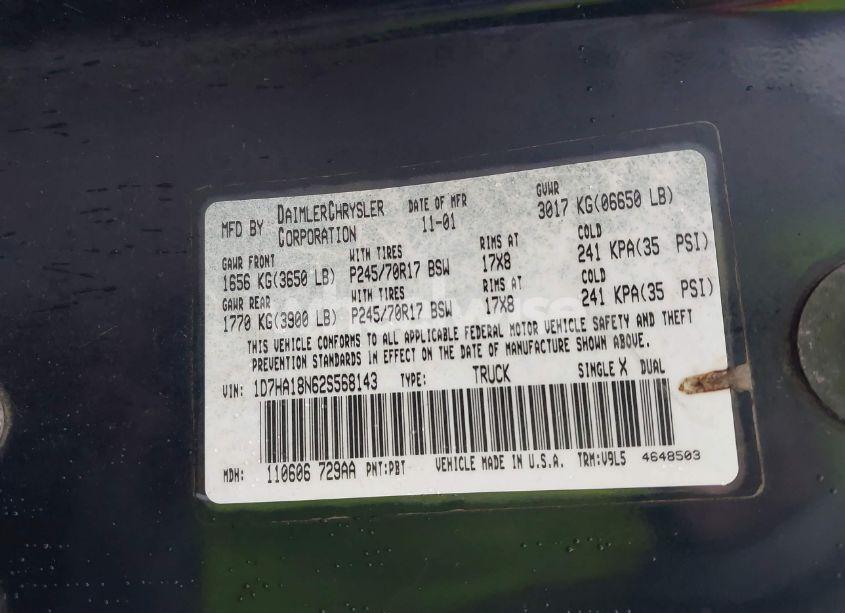 Photo 9 of 2002 Dodge Ram 1500 ST (VIN 1D7HA18N62S568143)