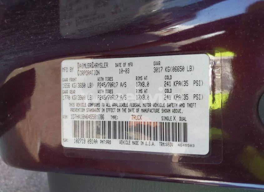 Photo 9 of 2004 Dodge Ram 1500 SLT/LARAMIE (VIN 1D7HA18N64S581686)