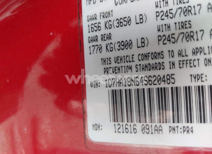 Photo 9 of 2004 Dodge Ram 1500 SLT/LARAMIE (VIN 1D7HA18N64S620485)