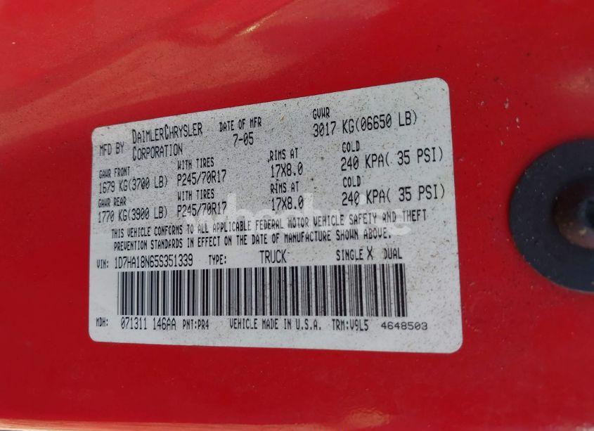 Photo 9 of 2005 Dodge Ram 1500 SLT/LARAMIE (VIN 1D7HA18N65S351339)