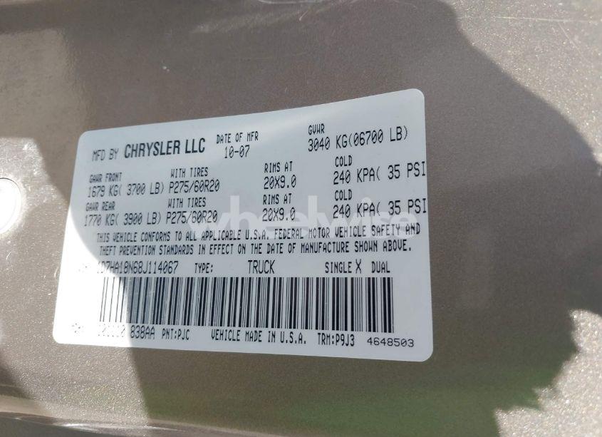 Photo 9 of 2008 Dodge Ram 1500 SLT (VIN 1D7HA18N68J114067)