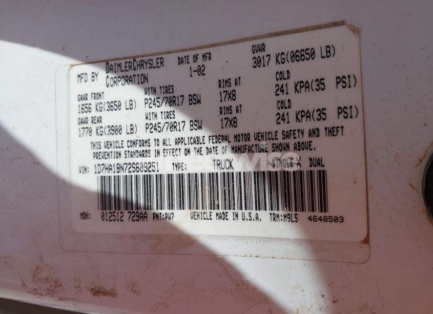 Photo 9 of 2002 Dodge Ram 1500 ST (VIN 1D7HA18N72S609251)