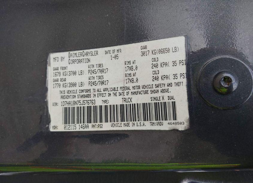 Photo 9 of 2005 Dodge Ram 1500 SLT/LARAMIE (VIN 1D7HA18N75J576763)