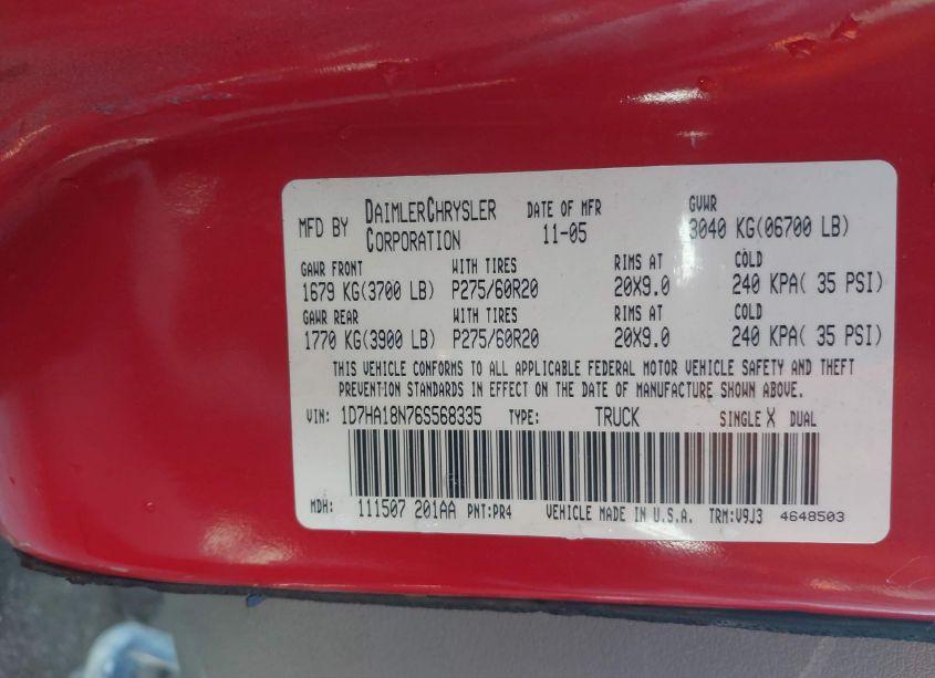 Photo 9 of 2006 Dodge Ram 1500 SLT (VIN 1D7HA18N76S568335)