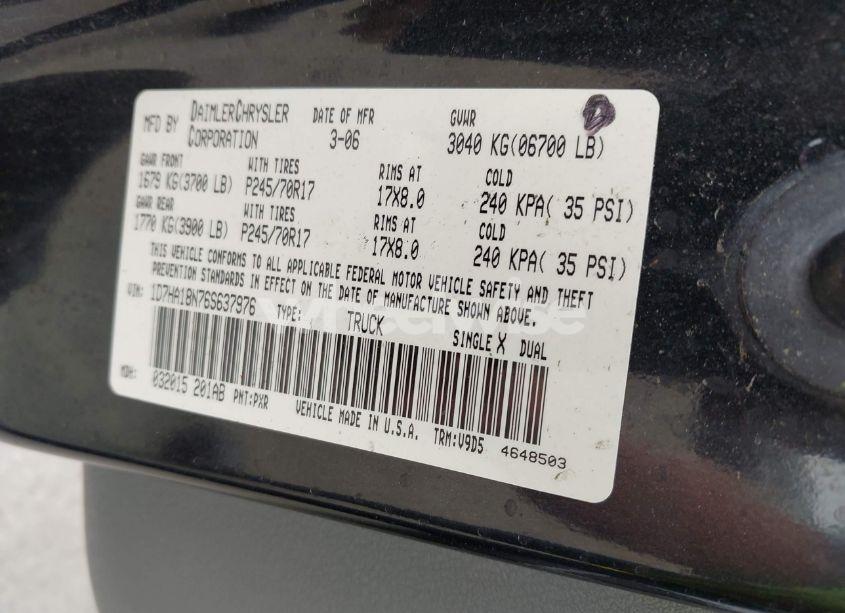 Photo 9 of 2006 Dodge Ram 1500 SLT (VIN 1D7HA18N76S637976)