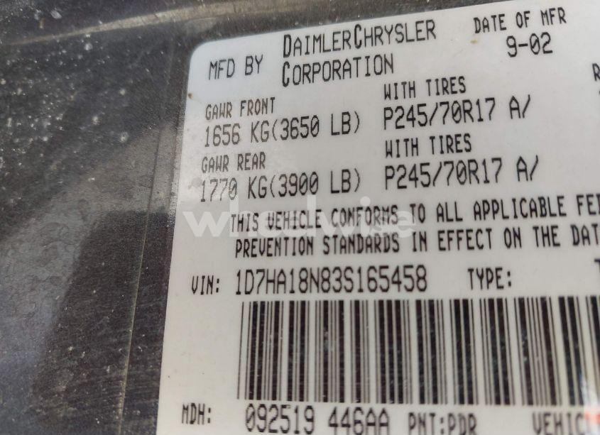 Photo 9 of 2003 Dodge Ram 1500 SLT/LARAMIE/ST (VIN 1D7HA18N83S165458)