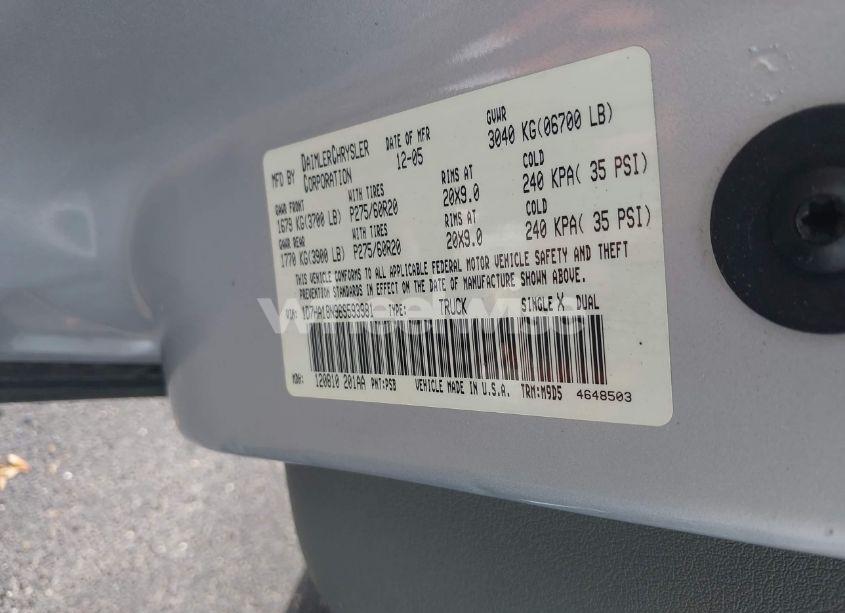 Photo 9 of 2006 Dodge Ram 1500 SLT (VIN 1D7HA18N96S593981)