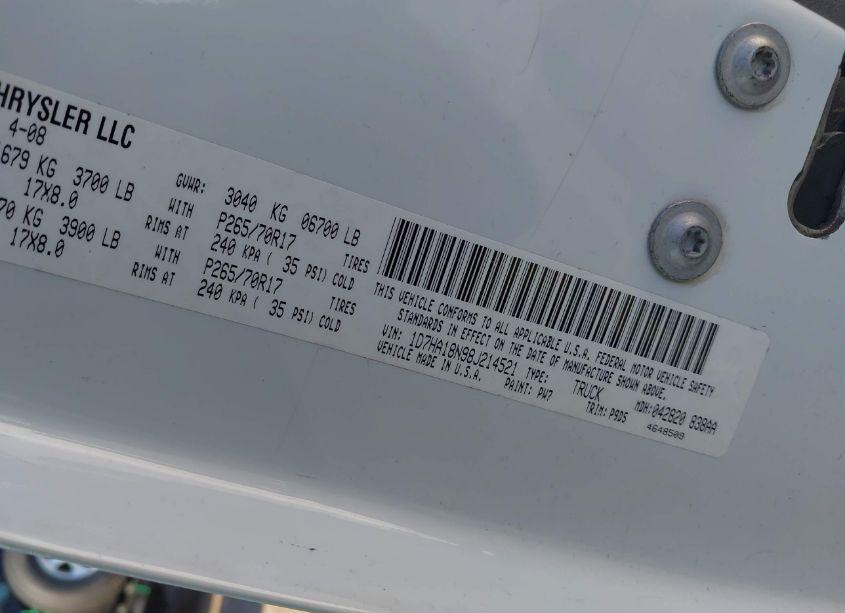 Photo 9 of 2008 Dodge Ram 1500 ST/SXT (VIN 1D7HA18N98J214521)