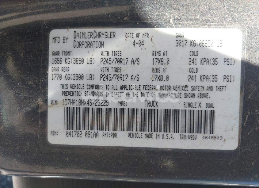 Photo 9 of 2004 Dodge Ram 1500 SLT/LARAMIE (VIN 1D7HA18NX4S723229)