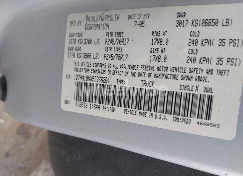 Photo 9 of 2005 Dodge Ram 1500 ST (VIN 1D7HA18NX5S366264)