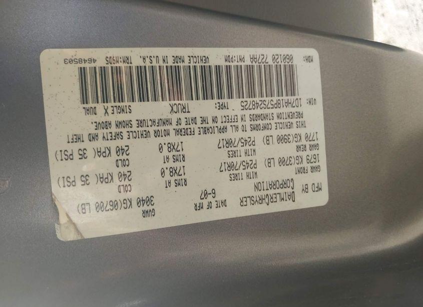 Photo 9 of 2007 Dodge Ram 1500 SLT (VIN 1D7HA18P57S248725)