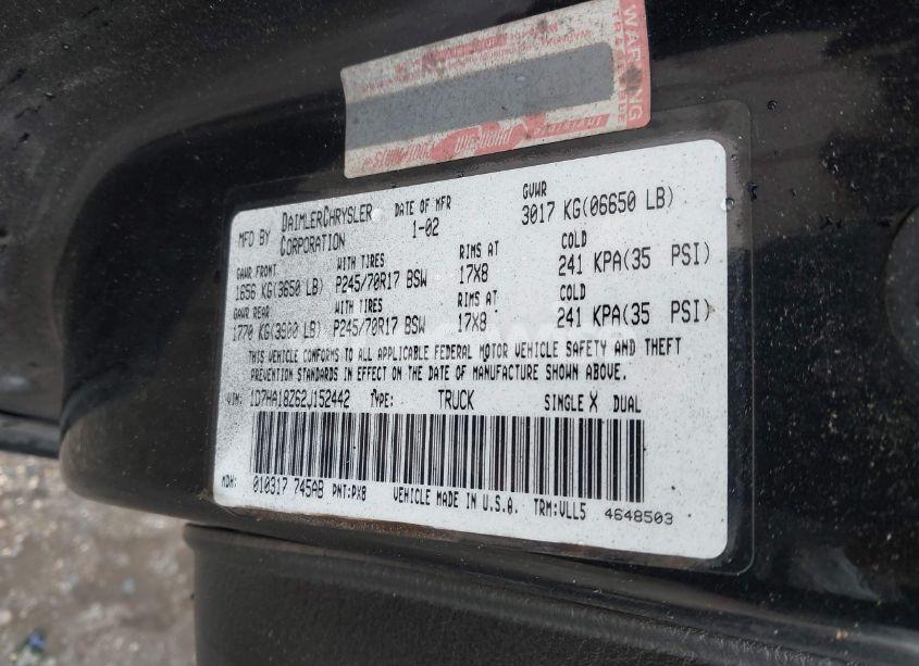 Photo 9 of 2002 Dodge Ram 1500 ST (VIN 1D7HA18Z62J152442)