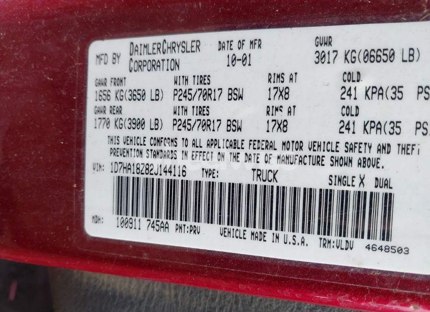 Photo 9 of 2002 Dodge Ram 1500 ST (VIN 1D7HA18Z82J144116)