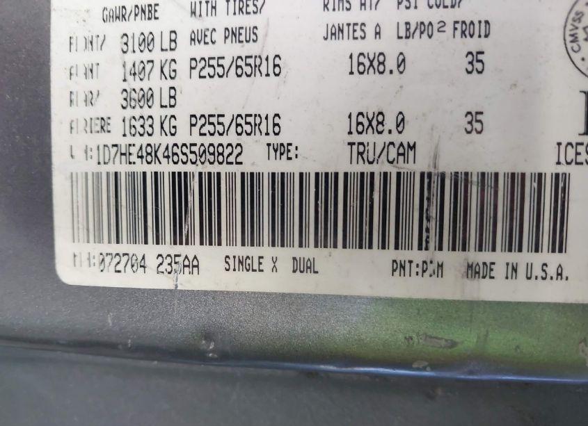 Photo 9 of 2006 Dodge Dakota SLT (VIN 1D7HE48K46S509822)