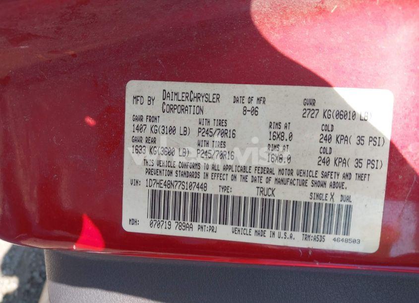 Photo 9 of 2007 Dodge Dakota SLT (VIN 1D7HE48N77S107448)