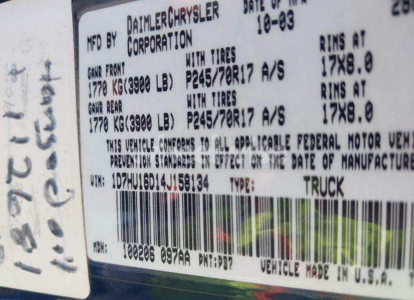 Photo 9 of 2004 Dodge Ram 1500 ST (VIN 1D7HU16D14J158134)