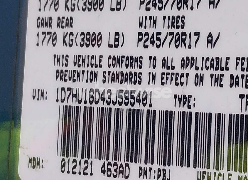 Photo 9 of 2003 Dodge Ram 1500 SLT/LARAMIE/ST (VIN 1D7HU16D43J595401)