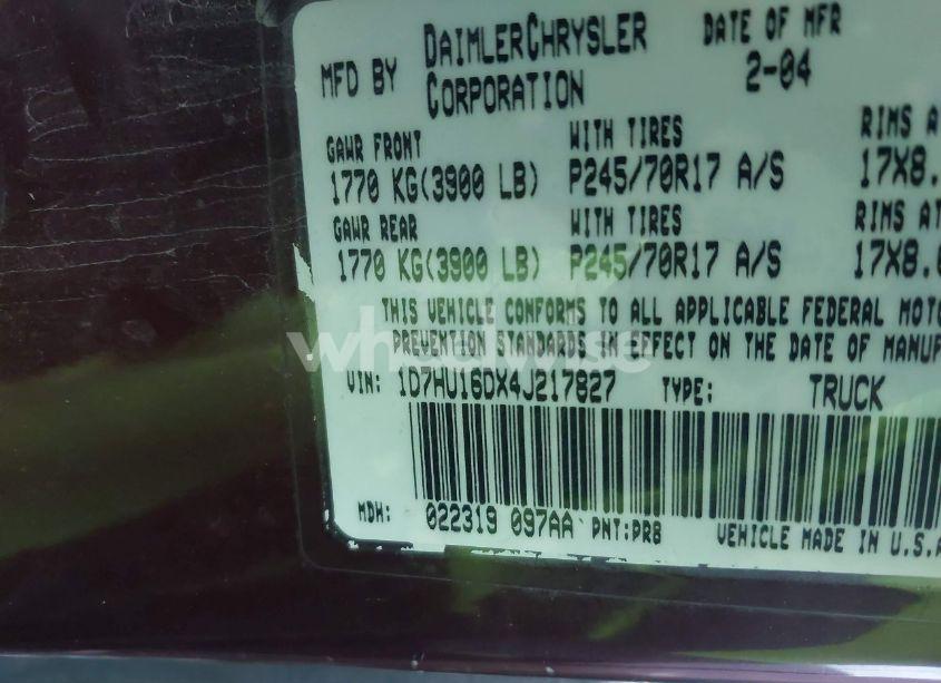 Photo 9 of 2004 Dodge Ram 1500 SLT/LARAMIE (VIN 1D7HU16DX4J217827)