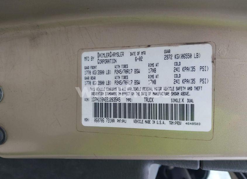 Photo 9 of 2002 Dodge Ram 1500 ST (VIN 1D7HU16N22J263545)