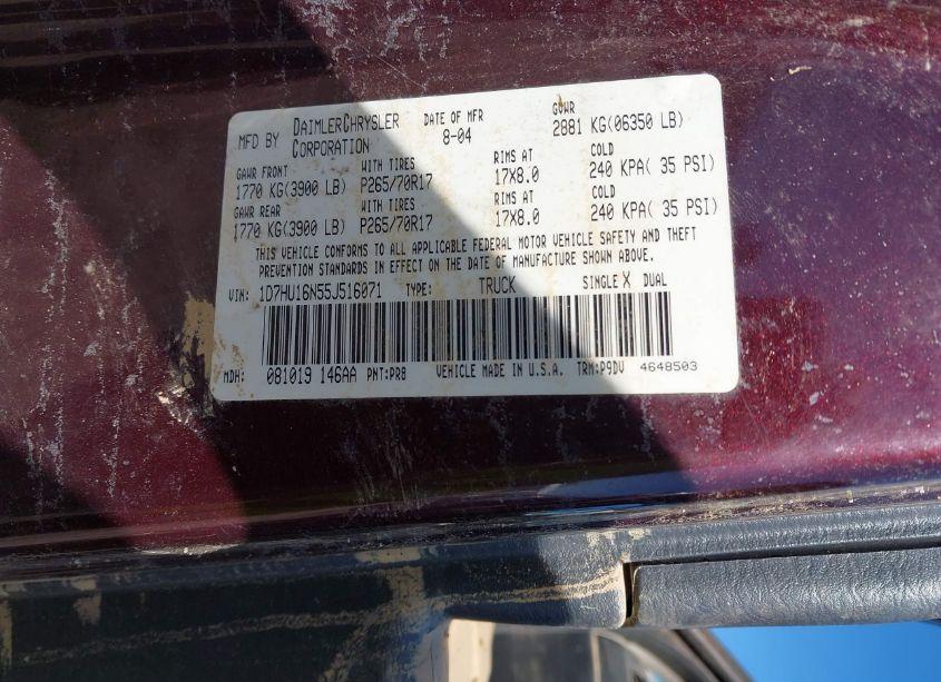 Photo 9 of 2005 Dodge Ram 1500 ST (VIN 1D7HU16N55J516071)