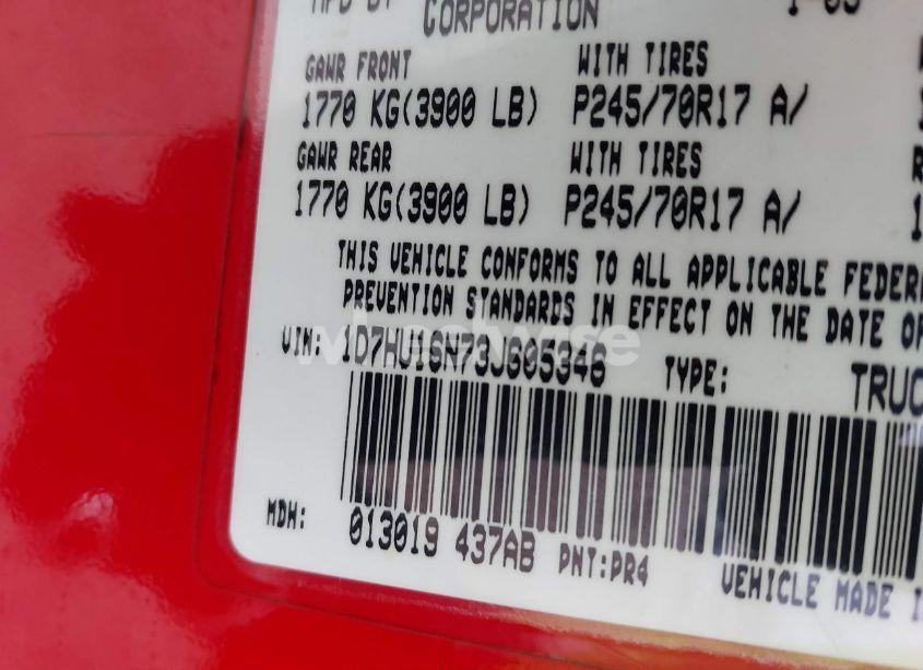 Photo 9 of 2003 Dodge Ram 1500 SLT/LARAMIE/ST (VIN 1D7HU16N73J605346)