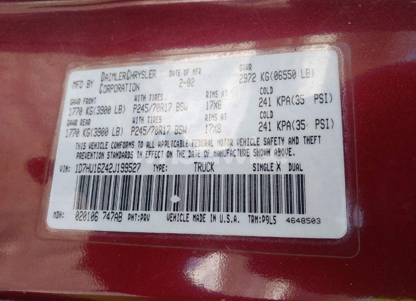 Photo 9 of 2002 Dodge Ram 1500 ST (VIN 1D7HU16Z42J199527)