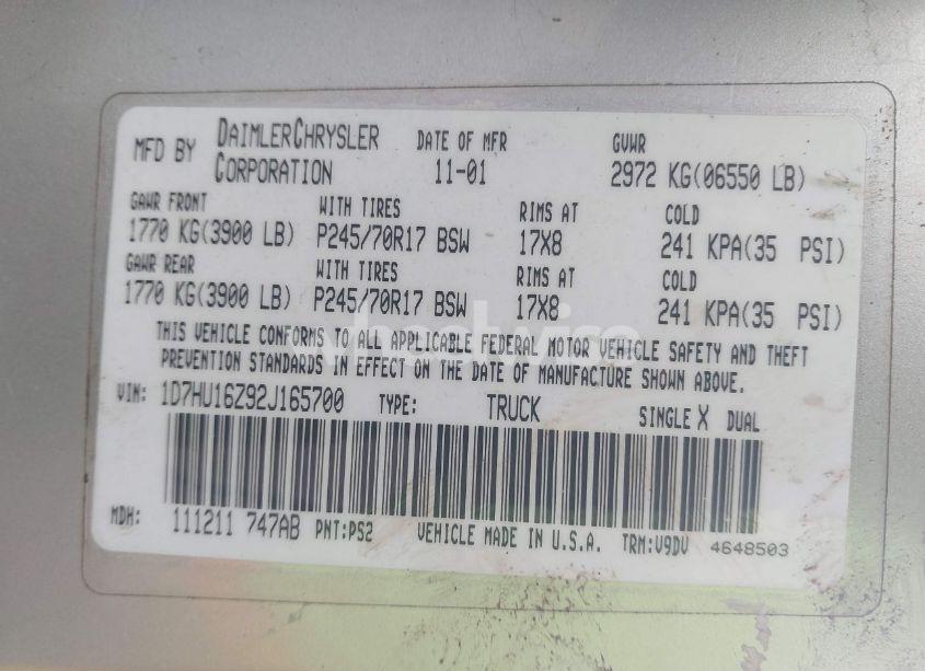 Photo 9 of 2002 Dodge Ram 1500 ST (VIN 1D7HU16Z92J165700)