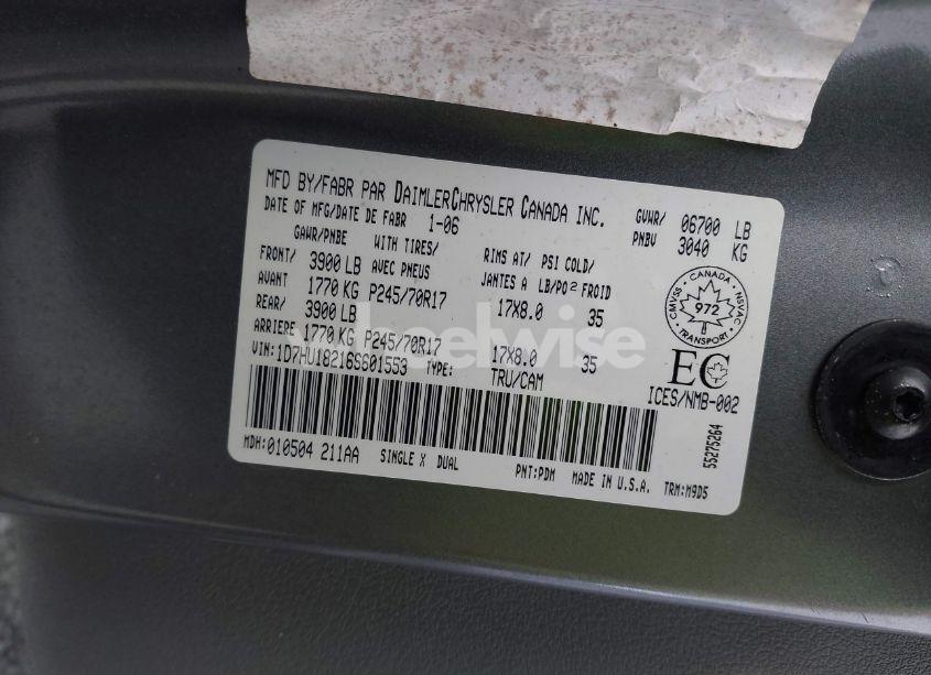 Photo 9 of 2006 Dodge Ram 1500 SLT/TRX4 OFF ROAD/SPORT (VIN 1D7HU18216S601553)