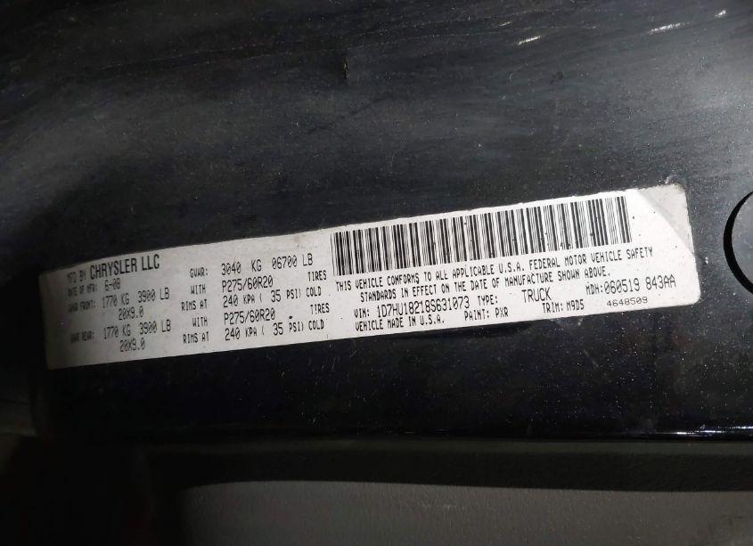 Photo 9 of 2008 Dodge Ram 1500 SLT (VIN 1D7HU18218S631073)