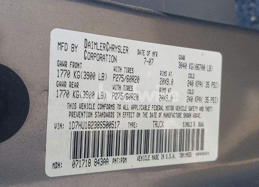 Photo 9 of 2008 Dodge Ram 1500 SLT (VIN 1D7HU18238S500517)