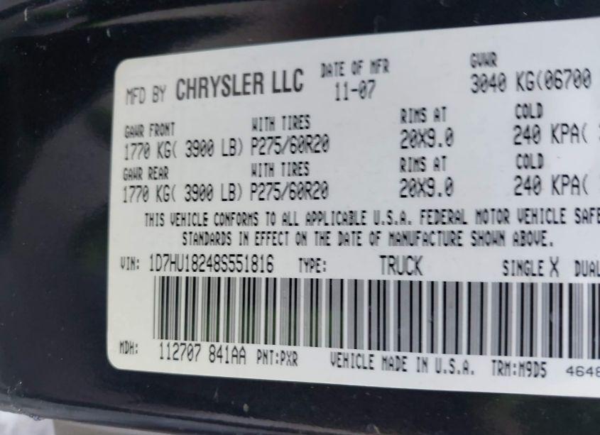 Photo 9 of 2008 Dodge Ram 1500 SLT (VIN 1D7HU18248S551816)