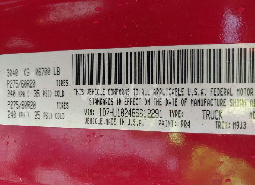 Photo 9 of 2008 Dodge Ram 1500 SLT (VIN 1D7HU18248S612291)