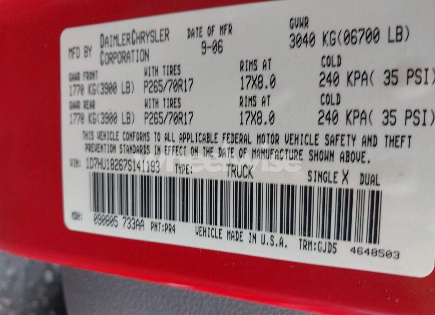 Photo 9 of 2007 Dodge Ram 1500 LARAMIE (VIN 1D7HU18267S141193)