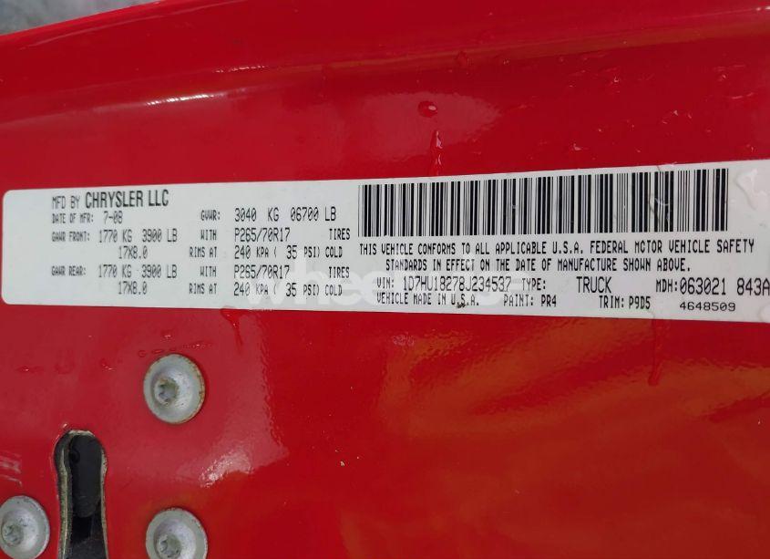 Photo 9 of 2008 Dodge Ram 1500 ST/SXT (VIN 1D7HU18278J234537)