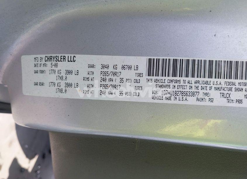 Photo 9 of 2008 Dodge Ram 1500 SLT (VIN 1D7HU18278S633877)