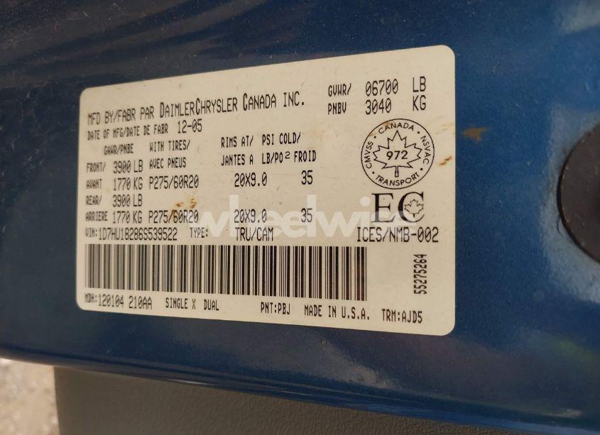 Photo 9 of 2006 Dodge Ram 1500 SLT/TRX4 OFF ROAD/SPORT (VIN 1D7HU18286S539522)