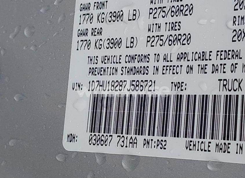Photo 9 of 2007 Dodge Ram 1500 SLT/TRX4 OFF ROAD/SPORT (VIN 1D7HU18287J586721)