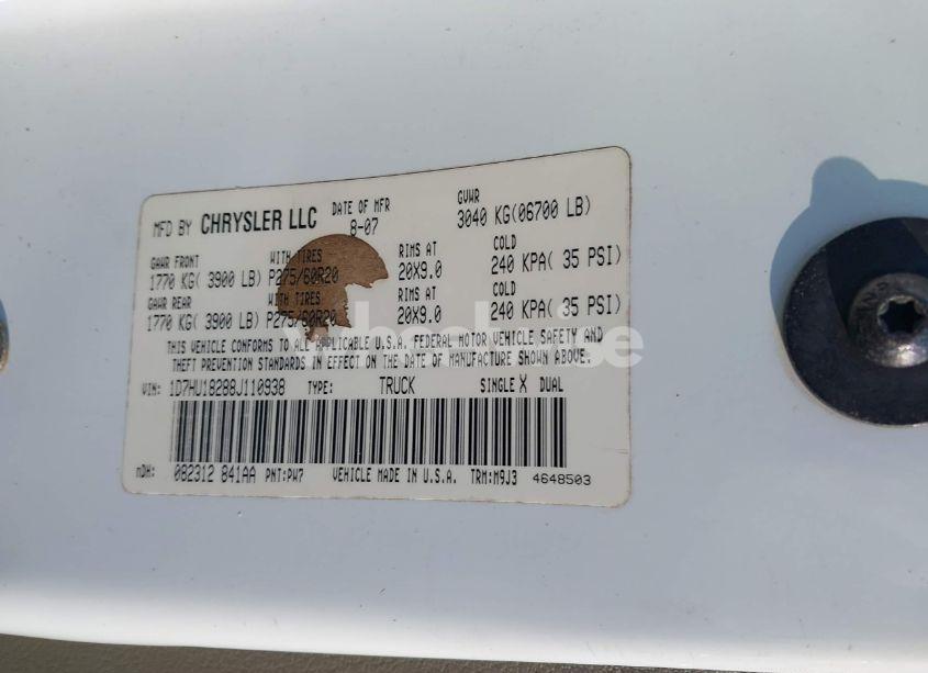 Photo 9 of 2008 Dodge Ram 1500 SLT (VIN 1D7HU18288J110938)